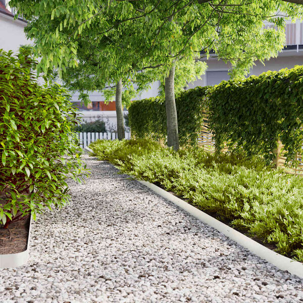 vidaXL Lawn Edgings 10 pcs White 3.9x40.6" Cold-rolled Steel