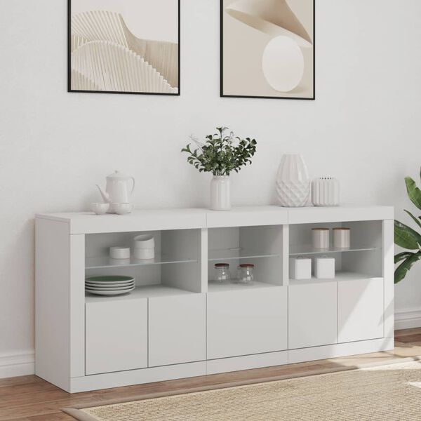 vidaXL Sideboard White Engineered wood, Glass Large Sideboard