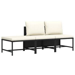 vidaXL Garden Sofa Set Black, Cream White