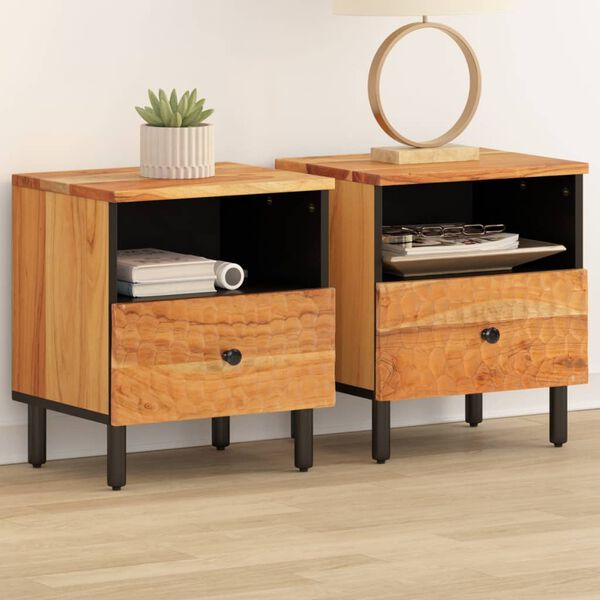 vidaXL Bedside Cabinet Set of 2 Natural wood