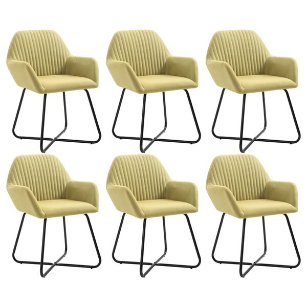 vidaXL Dining Chairs 6 pcs Green Fabric