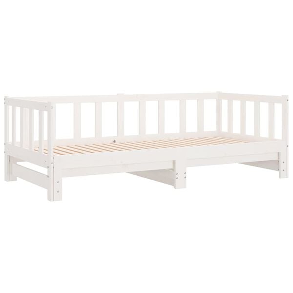 vidaXL Day Bed White Solid pine wood Twin Pull-Out Day Bed