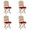 vidaXL Patio Dining Set Set of 4 Bamboo Bamboo, Polyester Medium