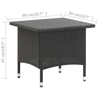 vidaXL Tea Table Black 19.7"x19.7"x18.5" Poly Rattan