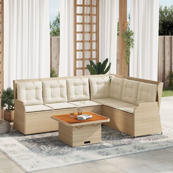 vidaXL Patio Lounge Set Set of 6 Beige and Brown