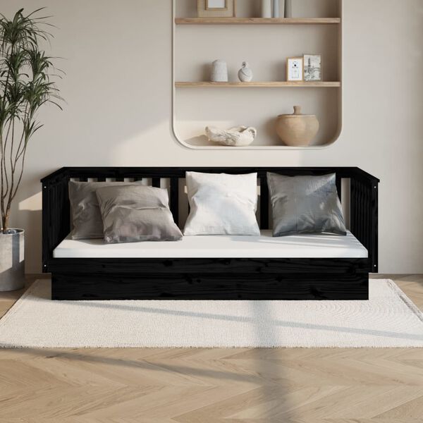 vidaXL Day Bed Black Solid pine wood 39.4 x 78.7 in