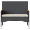 vidaXL Garden Bench Black PE rattan 2-Seater Durable Garden Bench