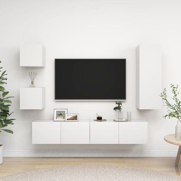 vidaXL TV Cabinet Set Set of 5 White Engineered wood Medium