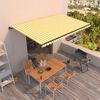 vidaXL Retractable Awning Yellow and white Powder-coated aluminum