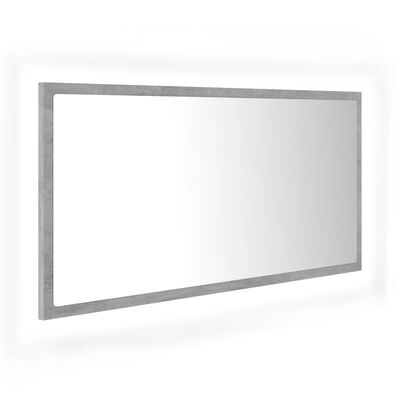 vidaXL LED Bathroom Mirror Concrete Gray 35.4"x3.3"x14.6" Acrylic