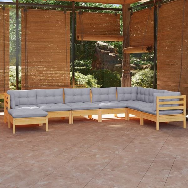 vidaXL Garden Lounge Set Grey Solid pinewood Medium Modular