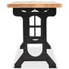 vidaXL Dining Table Brown and Black Steel and Solid Fir Wood Medium