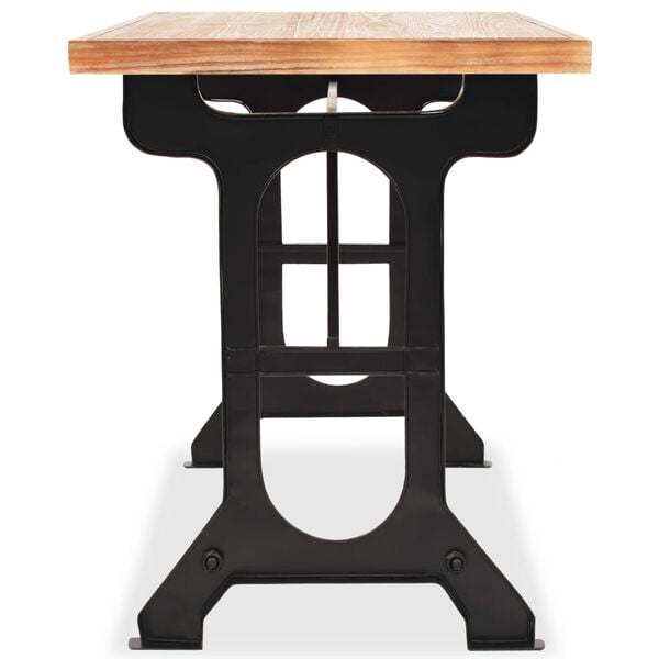 vidaXL Dining Table Brown and Black Steel and Solid Fir Wood Medium