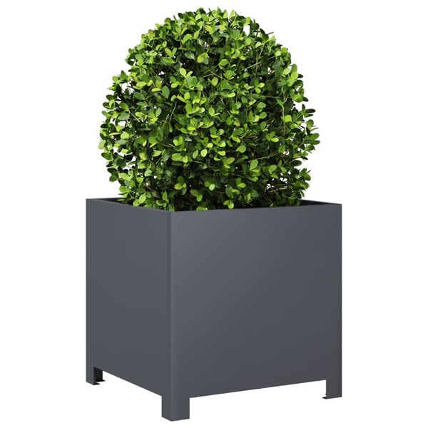 vidaXL Garden Planter Anthracite Steel Medium Garden Planter Square