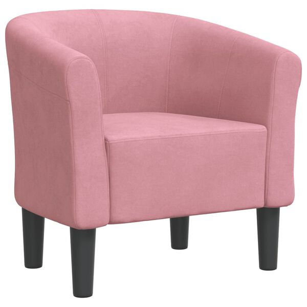 vidaXL Tub Chair Pink Velvet (100% polyester), pinewood, plywood Standard