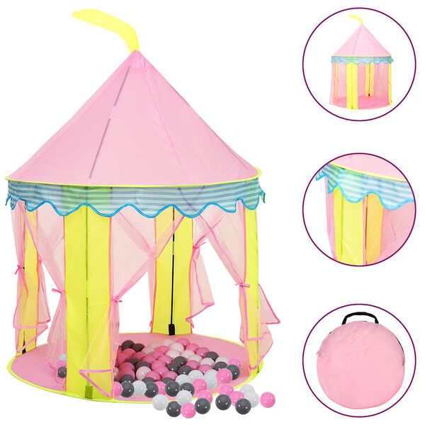 vidaXL Play Tent Pink 170T polyester, PVC, PE 39.4x39.4x50.0 in Foldable