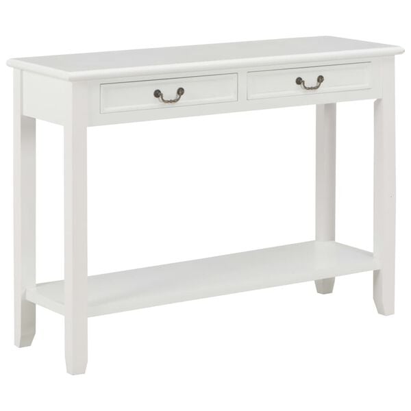 vidaXL Console Table White MDF 43.3 x 13.8 x 31.5 in Console Table