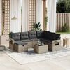 vidaXL Garden Sofa Set Gray Poly Rattan, Tempered Glass, Steel Large