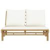 vidaXL Garden Bench Natural Bamboo, Cream White Bamboo, Polyester (cushions)