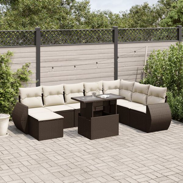 vidaXL Garden Sofa Set Brown, Cream White