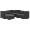 vidaXL Garden Lounge Set Black PE rattan, powder-coated steel 6 Piece Set