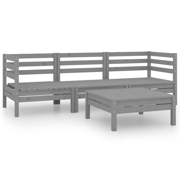 vidaXL Garden Lounge Set Grey Solid Pinewood Medium Modular