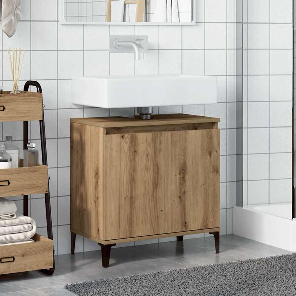 vidaXL Sink Cabinet Artisan Oak Engineered Wood, Metal