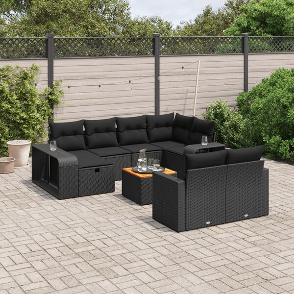 vidaXL Garden Sofa Set Black