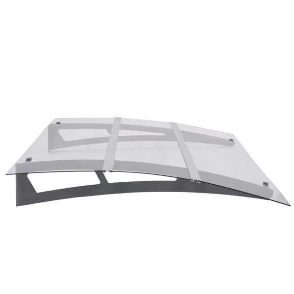 vidaXL Door Canopy Silver and Transparent PET, Steel, Aluminum