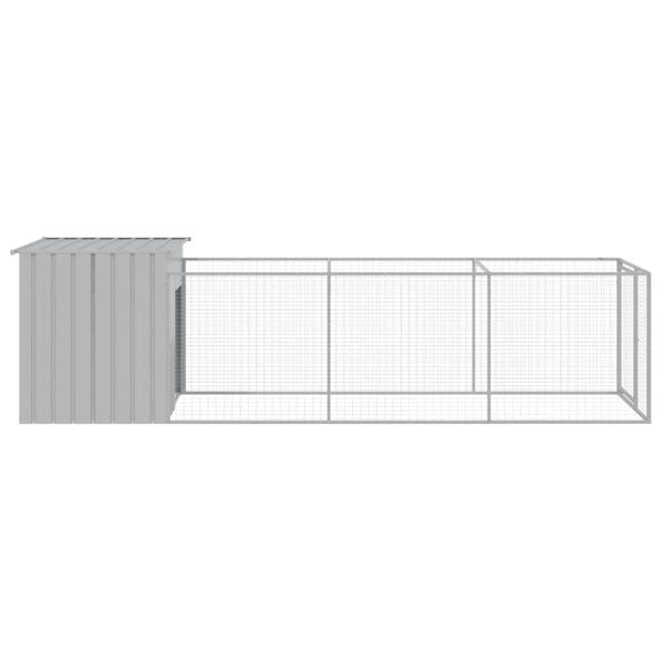 vidaXL Dog House Light grey Galvanized Steel 43.3 x 159.4 x 43.3 in