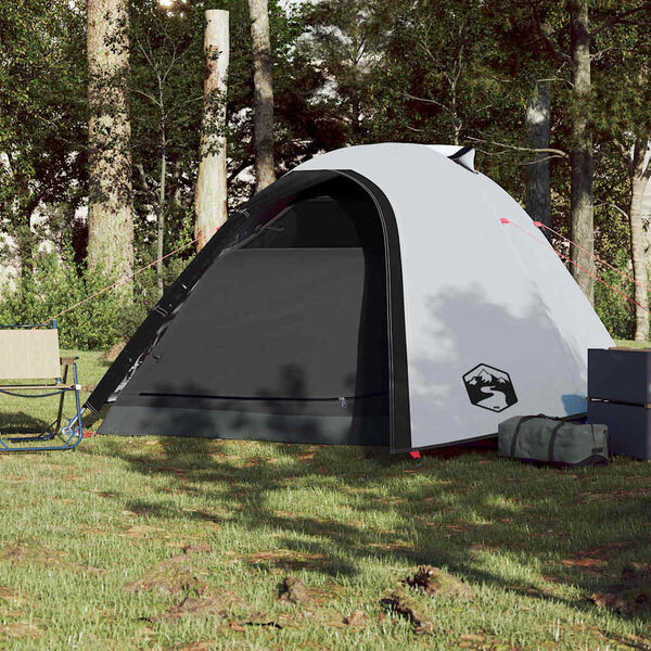 vidaXL Camping Tent Dome 4-Person White Blackout Fabric Waterproof