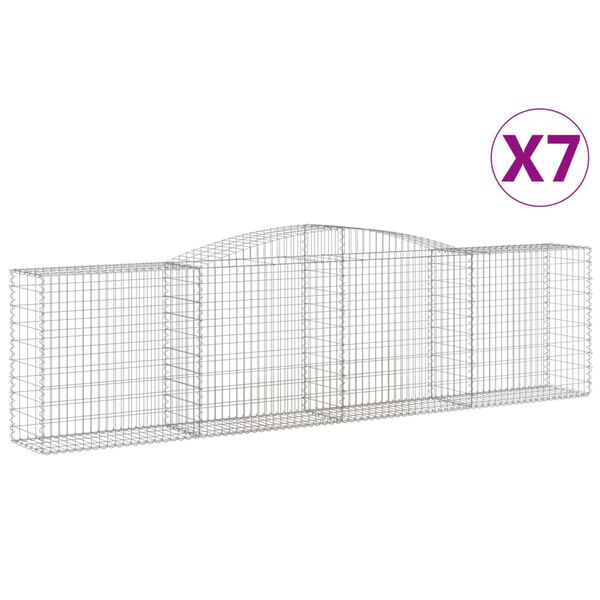 vidaXL Gabion Basket Set of 7 Silver Galvanized Iron Large