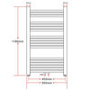 vidaXL Bathroom Radiator Central Heating Towel Rail Curve 19.69 x 45.67" Side & Middle Connector