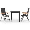 vidaXL Dining Set Black and Brown PE rattan, WPC, aluminum Medium