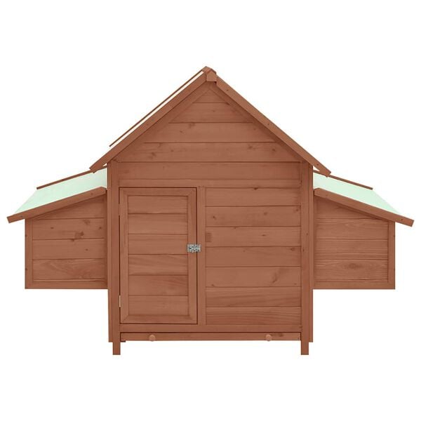 vidaXL Chicken Coop Mocha and White Solid Firwood and MDF roof