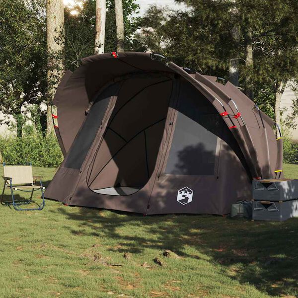 vidaXL Fishing Tent 5-Person Brown Waterproof