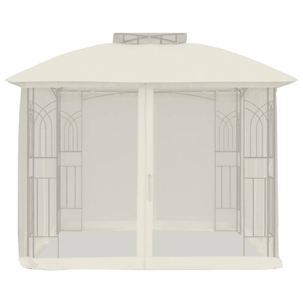 vidaXL Gazebo with Double Roof&Mesh Walls Cream 9.6'x9.6' Steel