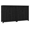 vidaXL Sideboard Set of 2 Black Solid pine wood Medium Sideboard