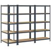 vidaXL 5-Layer Heavy-duty Shelves 3 pcs Anthracite Steel&Engineered Wood