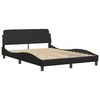 vidaXL Bed Frame Black Faux Leather, Metal, Solid Pine Wood, Plywood