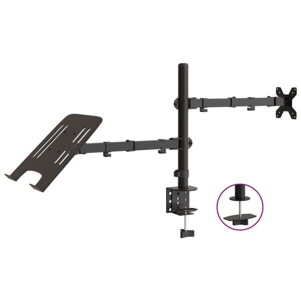 vidaXL Monitor Mount Black Steel VESA 75/3.94 "