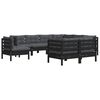 vidaXL Garden Lounge Set Black, Anthracite Solid Pinewood, Polyester Fabric