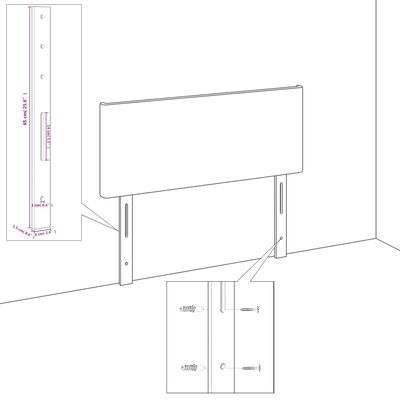 vidaXL Headboard with Ears Light Gray 79.9"x6.3"x30.7"/34.6" Fabric