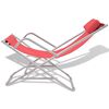 vidaXL Sunlounger Set of 2 Red Powder-coated steel frame + PVC seat