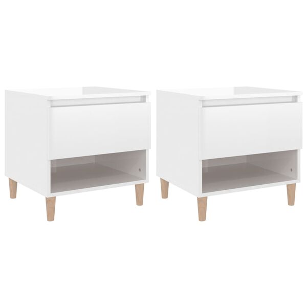vidaXL Bedside Table Set of 2 High gloss white