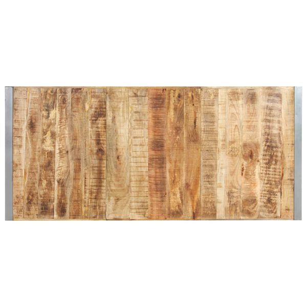 vidaXL Dining Table Brown and Grey Rough Mango Wood and Steel Large