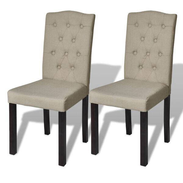 vidaXL Dining Chair Set of 2 Camel Polyester fabric, solid wood legs