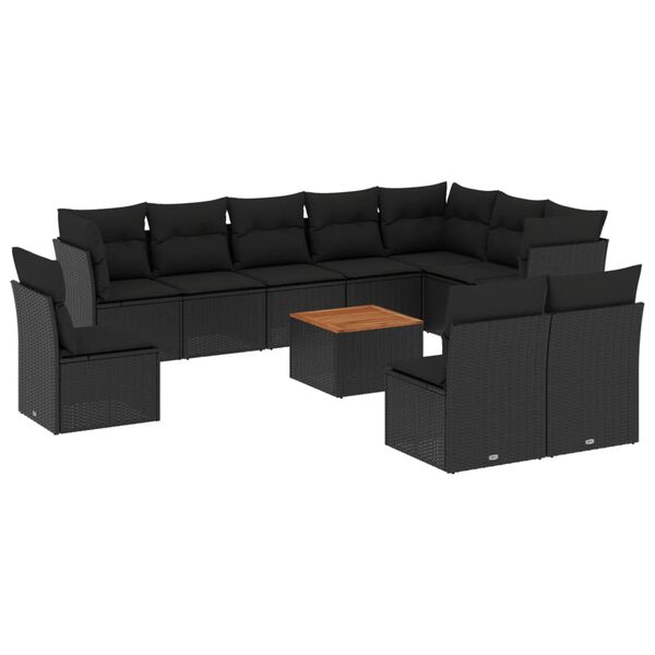 vidaXL Garden Sofa Set Black and brown