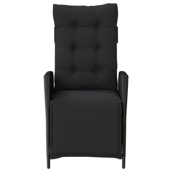 vidaXL Reclining Garden Chair Black PE Rattan, Powder-Coated Steel Medium