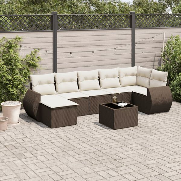 vidaXL Garden Sofa Set Brown PE rattan Large Modular Garden Sofa Set